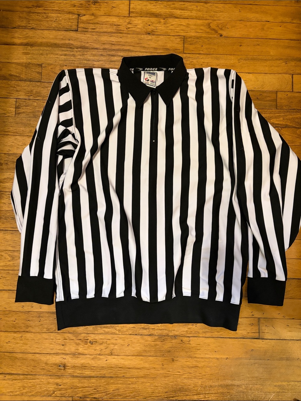 Force Black and White Striped Referee Pullover